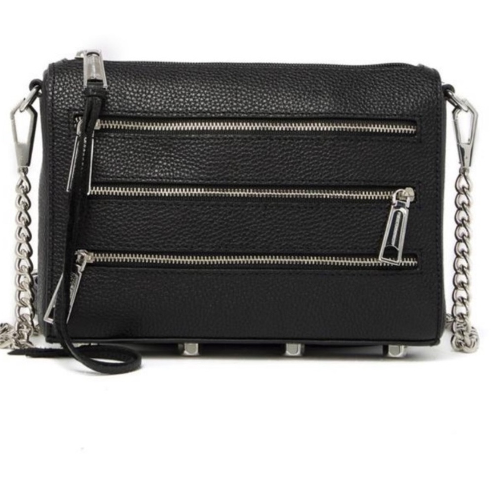 rebecca minkoff black and silver leather bag